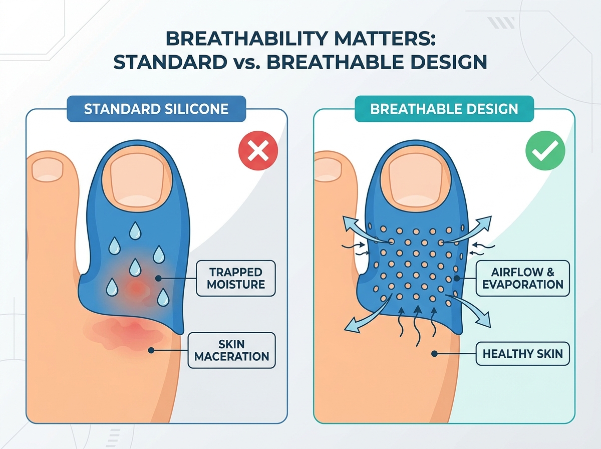 Breathable toe sleeve sizing and application guide